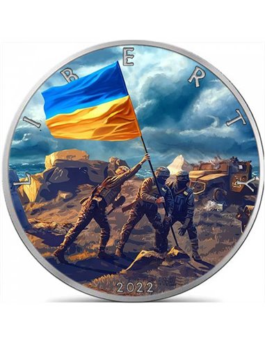 LIBERAZIONE DELL'ISOLA DEI SERPENTI Ucraina Liberty Moneta Argento 1 Oz 1$ USA 2022