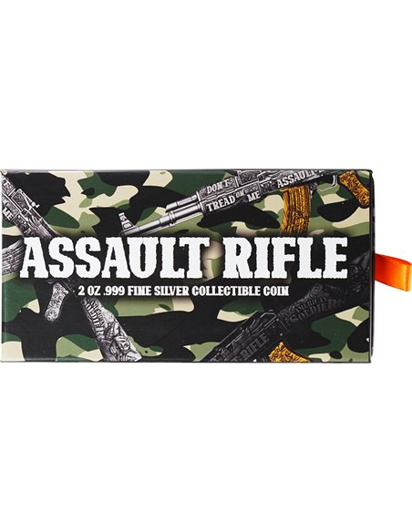 ASSAULT RIFLE Gilded 2 Oz Silver Coin 10000 Francs Chad 2024