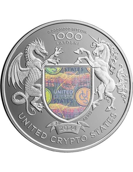 LIBERTY INDIAN HEAD 1 Oz Silver Coin 1000 Satoshi United Crypto Sta