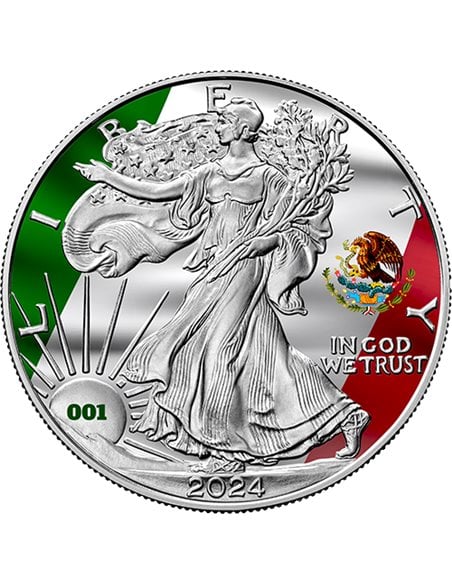AMERICAN EAGLE Mexican Pride Walking Liberty 1 Oz Silver Coin 1$ US