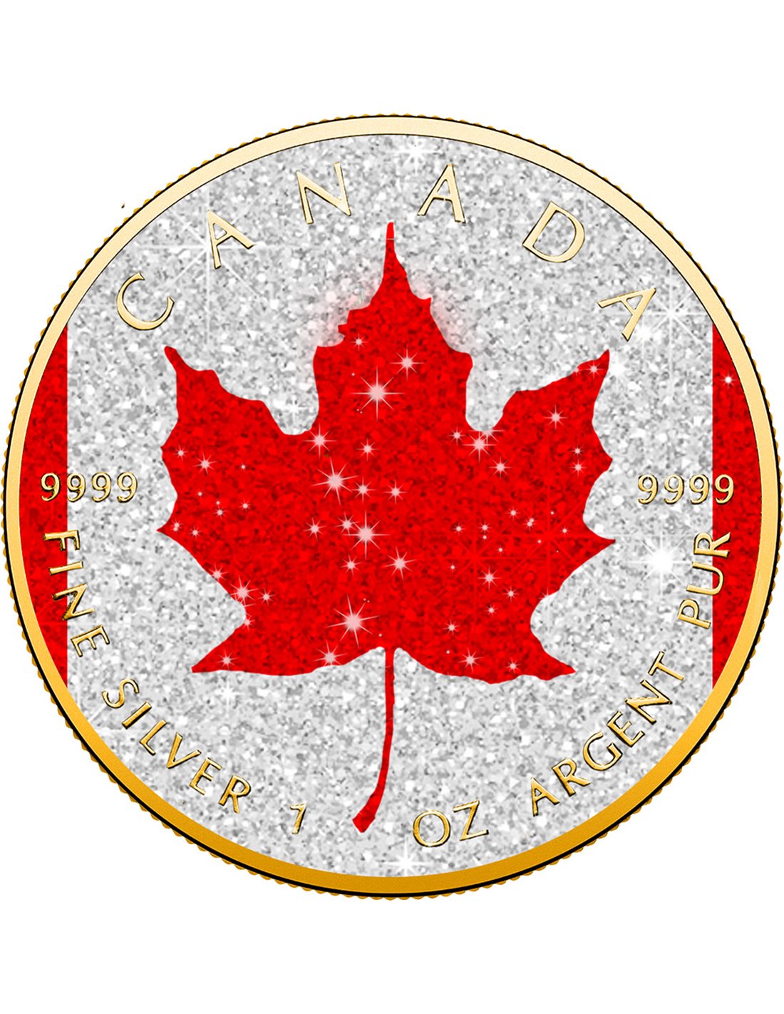 Diamond Flag Maple Leaf 1 Oz Монета Серебро 5$ Канада 2024