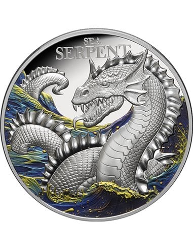 THE SEA SERPENT Mythical Creature 2 Oz Монета Серебро 5$ Ниуэ 2023