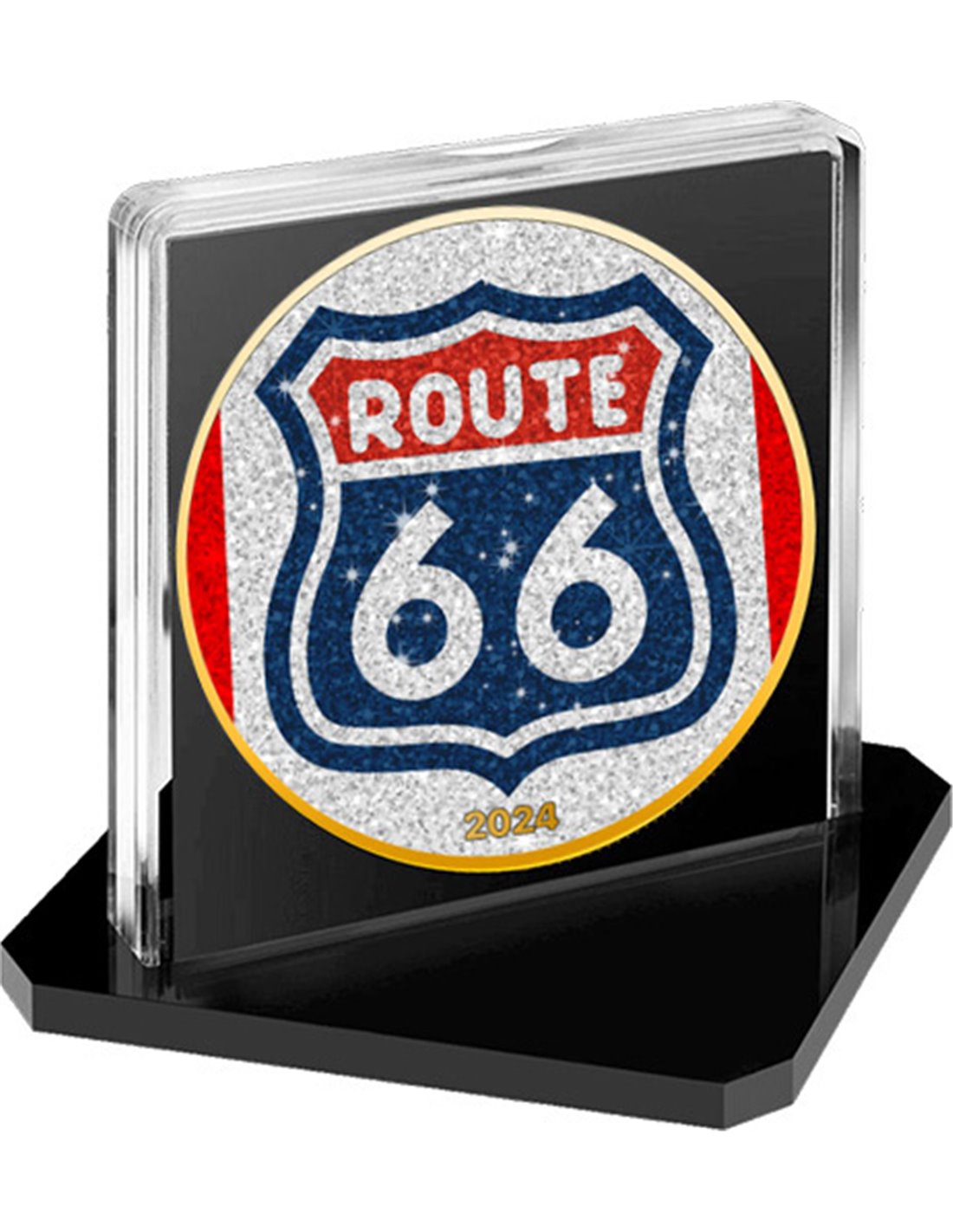 DIAMOND FLAG Route 66 1 Oz Silver Coin 1$ USA 2024