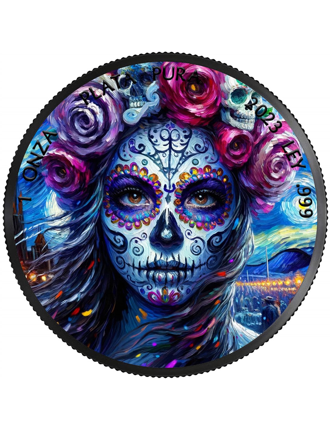 DIA DE LOS MUERTOS Impressionism Edition 1 Oz Silver Coin Mexico 2023