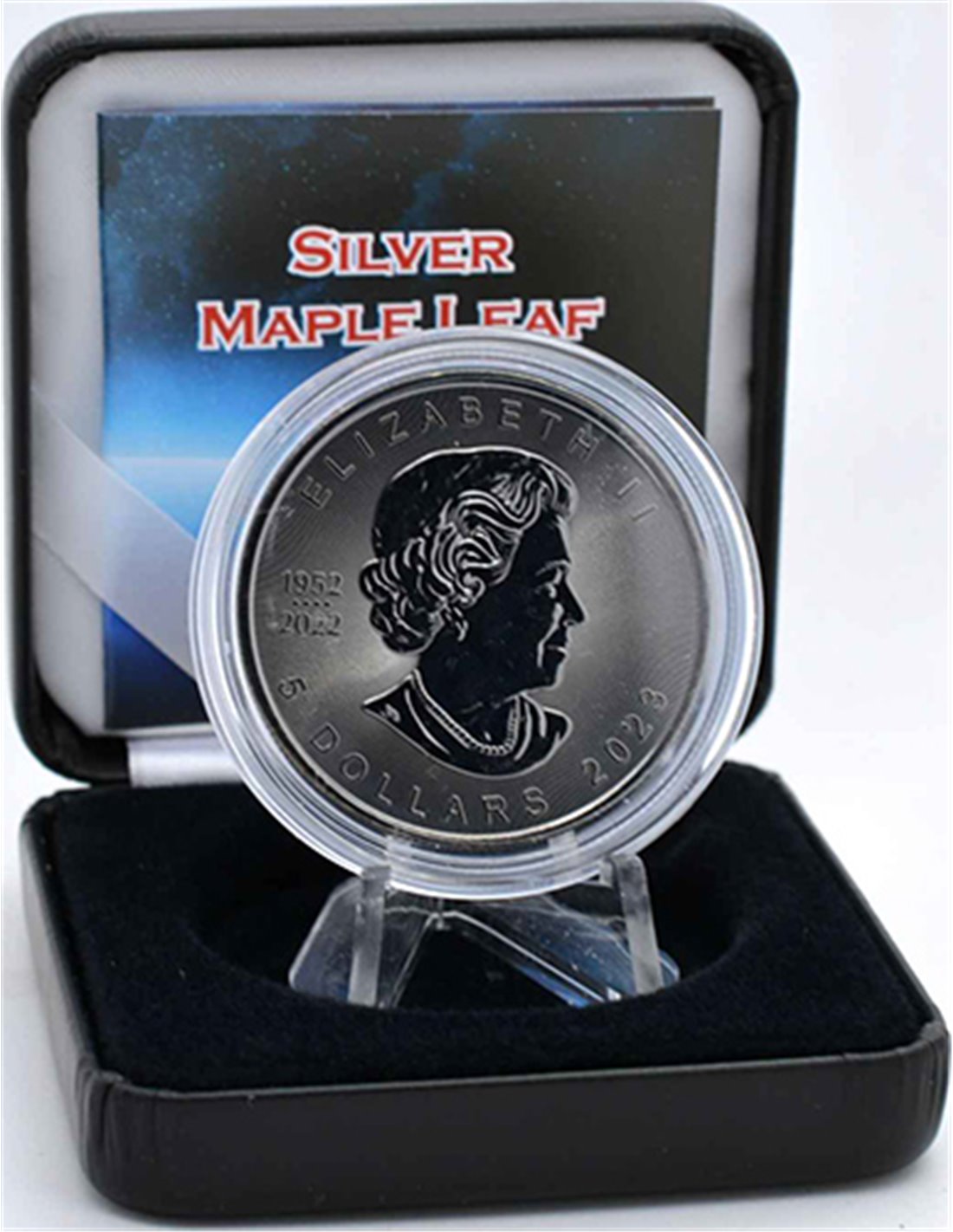 BLACK HOLOGRAPHIC Maple Leaf 1 Oz Silver Coin 5$ Canada 2023