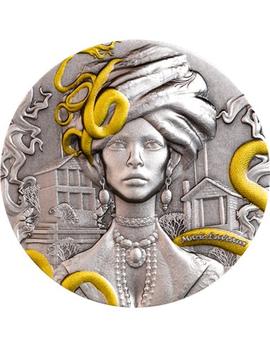 MARIE LAVEAUX Królowa Voodoo 2 Oz Antyczna srebrna moneta UV 2000 Franków Kamerun 2025