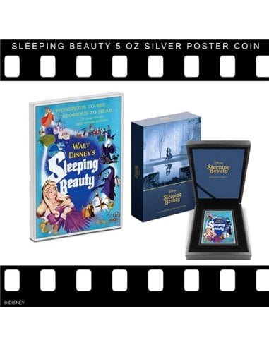SLEEPING BEAUTY Disney 5 Oz Silver Poster Coin 2$ Niue 2024