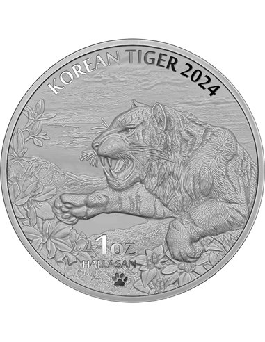КОРЕЙСКИЙ ТИГР 1 Oz Монета Серебро 1 Глина Южная Корея 2024