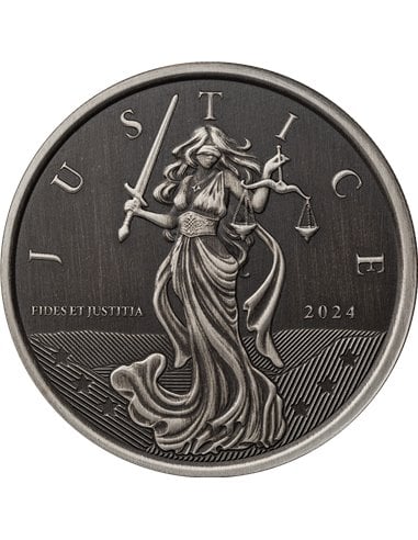 LADY JUSTICE 1 Oz Antique Silver Coin 1£ Pound Gibraltar 2024