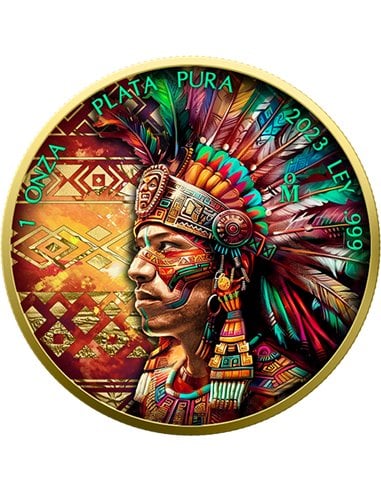 MAN AZTEC EMPIRE Libertad 1 Oz Moneda Plata México 2023