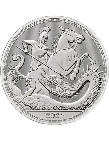 SAN JORGE Y EL DRAGON 1 KG KILO Moneda Plata Proof 500£ UK 2024