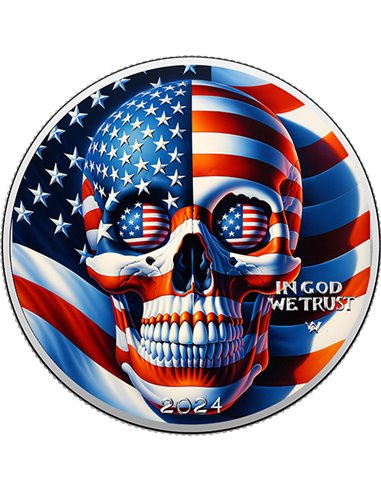 AMERICAN SKULL Rebellion & Countercultural1 Oz Монета Серебро 1$ США 2024