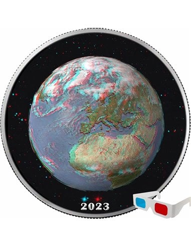 ERDE Tridimensional 3D Dream 1 Oz Silber Münze 1$ USA 2023