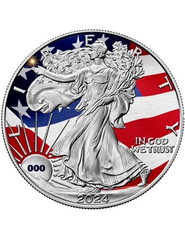DÍA DE LA INDEPENDENCIA Edición American Eagle 1 Oz Moneda Plata 1$ USA 2024