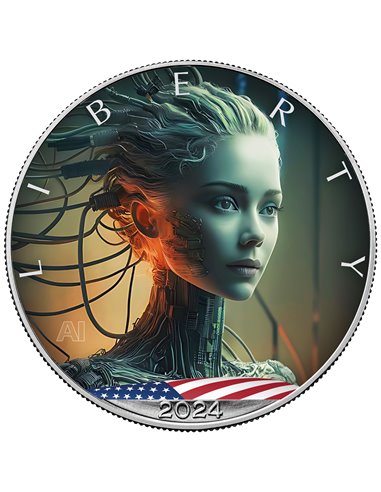 AI CYBER GIRL 1 Oz Silver Coin 1$ USA 2024