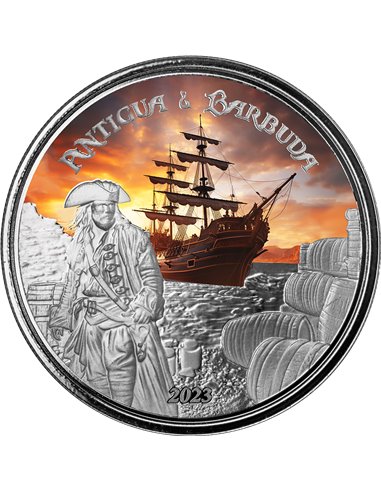 RUM RUNNER Colored 1 Oz Монета Серебро 2$ Восточно-карибские острова 2023