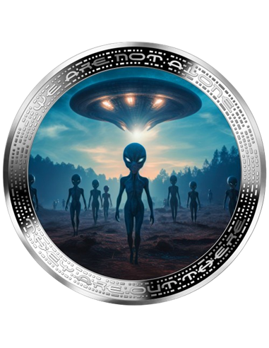 OBCY I UFO Nie jesteśmy sami 1 Oz Srebrna moneta 1000 franków Kamerun 2025