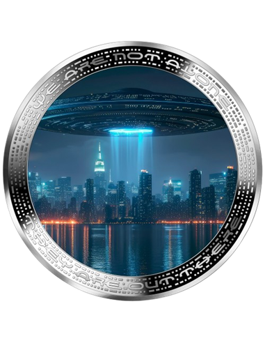 UFO ABOVE CITY We are not Alone 1 Oz Silver Coin 1000 Francs Cameroon 2025