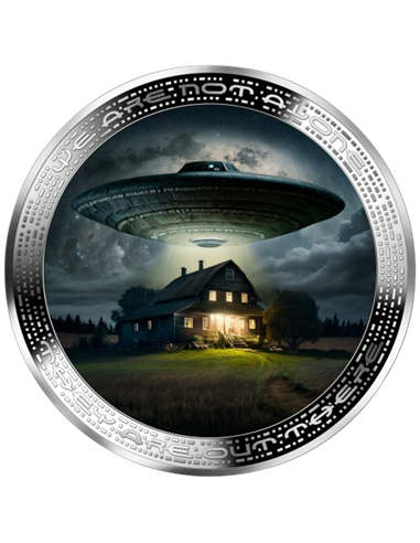 FARMA I UFO Nie jesteśmy sami 1 Oz Srebrna moneta 1000 franków Kamerun 2025