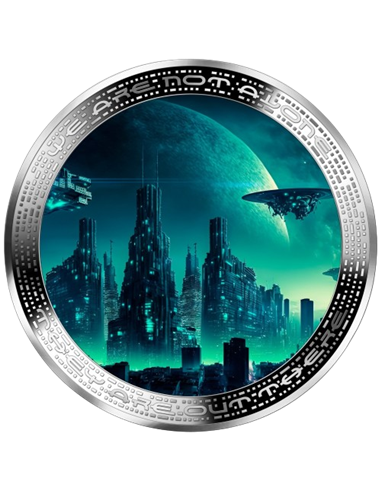 OBCY ŚWIAT I UFO Nie jesteśmy sami 1 Oz Srebrna moneta 1000 franków Kamerun 2025