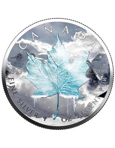 AVALANCHE Natural Disasters Maple Leaf 1 Oz Silver oin 5$ Canada 2024