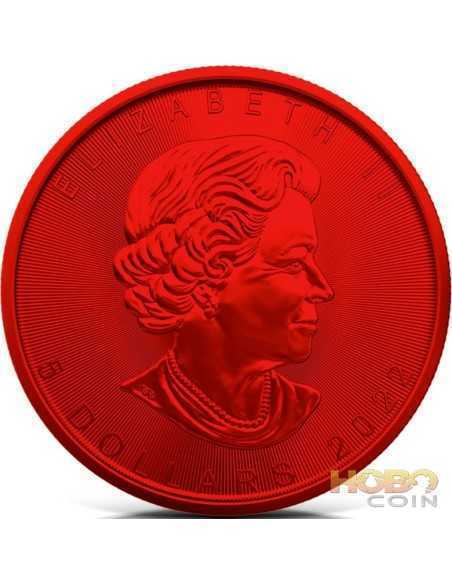 TIGER Maple Leaf Space Red 1 Oz Silver Coin 5$ Canada 2022