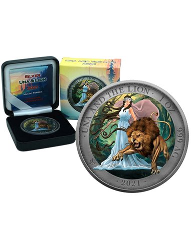 UNA AND THE LION Mystic Forest 1 Oz Silver Coin 1 Pound Saint Helen...