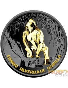 SILVERBACK Gorilla Gold Black Empire 1 Oz Silver Coin 500 Francs Co...