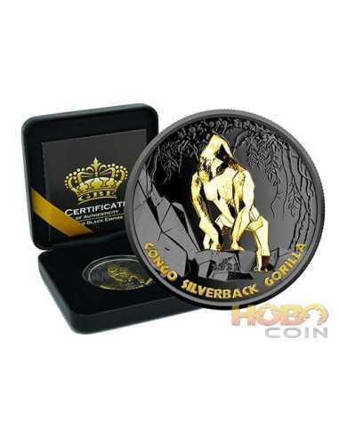 SILVERBACK Gorilla Gold Black Empire 1 Oz Silver Coin 500 Francs Co...