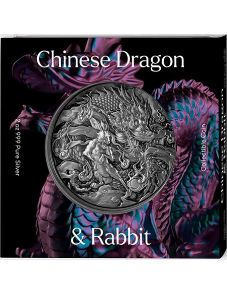 CHINESE DRAGON AND RABBIT 2 Oz Silver Coin 10$ Tokelau 2023