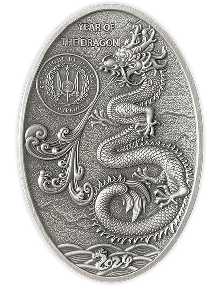 DRAGON EGG 3D Shaped 5 Oz Silver Coin 250 Francs Djibouti 2024