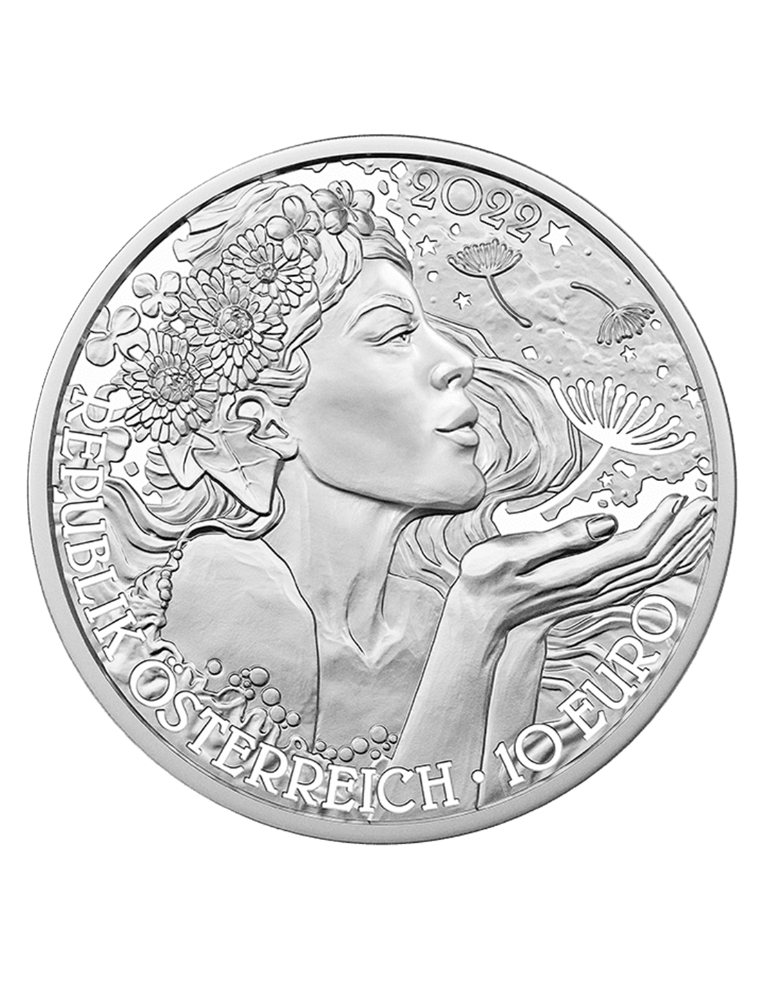 DANDELION Linguaggio Dei Fiori Blister ½ Oz Moneta Argento 10€ Euro
