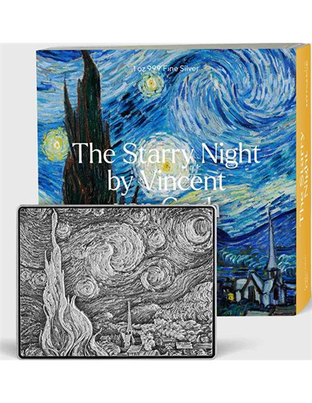 STARRY NIGHT by Vincent Van Gogh 1 Oz Silver Coin 5000 Francs Chad