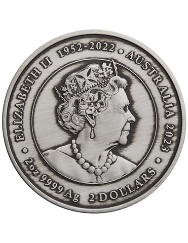 NINGALOO SOLAR ECLIPSE Antiqued 2 Oz Silver Coin 2$ Australia 2023