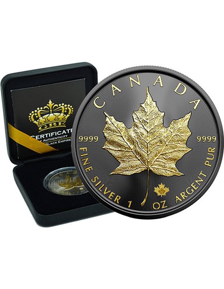 GOLD BLACK EMPIRE EDITION Maple Leaf 1 Oz Silver Coin 5$ Canada 2023