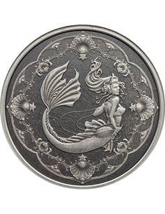 MERMAID Princess of The Seas Antique 1 Oz Silver Coin 2 Tala Samoa