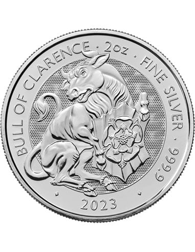 BLACK BULL OF CLARENCE Bestias Tudor Reales 1 Oz Moneda Plata Proof 5£ UK 2023