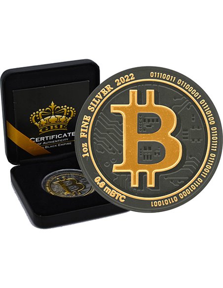 BITCOIN Gold Black Empire 1 Oz Silver Proof Coin 2$ Niue 2022