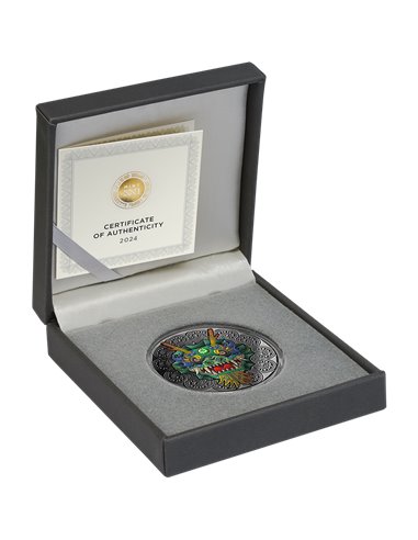 DRAGON Mandala Art 2 Oz Silver Coin 5$ Niue 2024