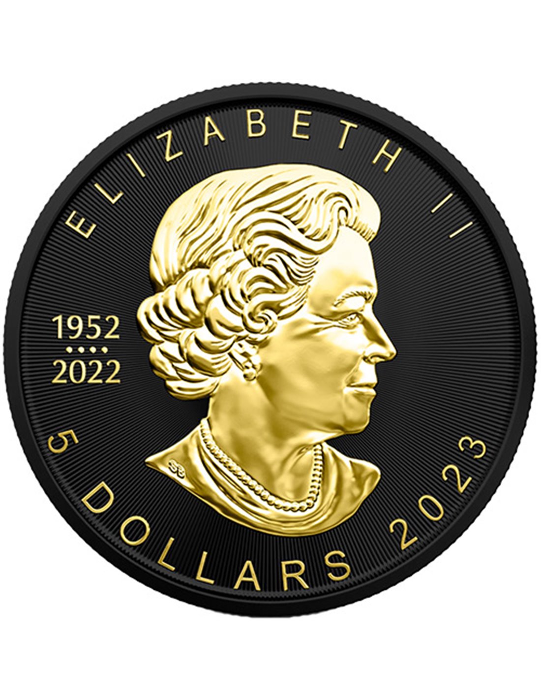 MAPLE LEAF Black Platinum & Gold 1 Oz Silver Coin 5$ Canada 2023