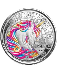 UNICORN BLOSSOM Rainbow Color 1 Oz Silver Coin 5 Cedis 